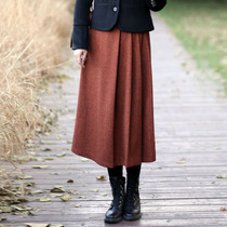 Umbrella skirt skirt A- line dress autumn and winter women slim cover crotch long wool skirt casual a skirt slightly fat womens