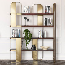 Modern minimalist office partition display cabinet Artistic sense gold customizable metal stainless steel shelf floor to ceiling