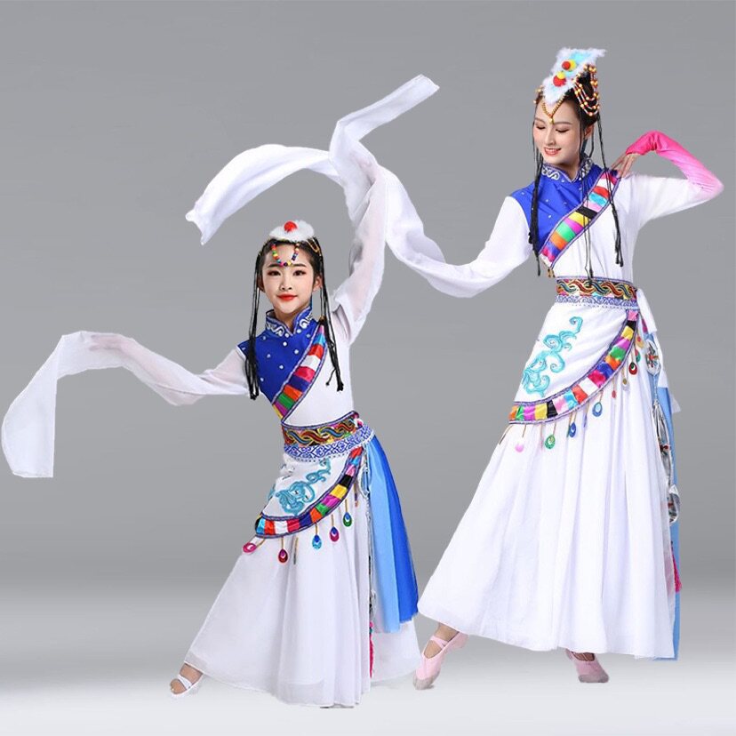 Children's water-sleeved Tibetan costumes women's new ethnic minority dance costumes adult Tibetan sleeve dance costumes