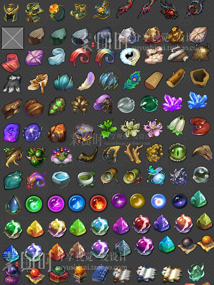 中国风/Q版仙侠古风游戏界面UI图标场景/美术设计参考素材PNG免扣