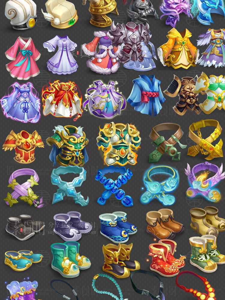 金属古风仙侠游戏界面UI图标角色Q版中国风美术设计参考素材/参考