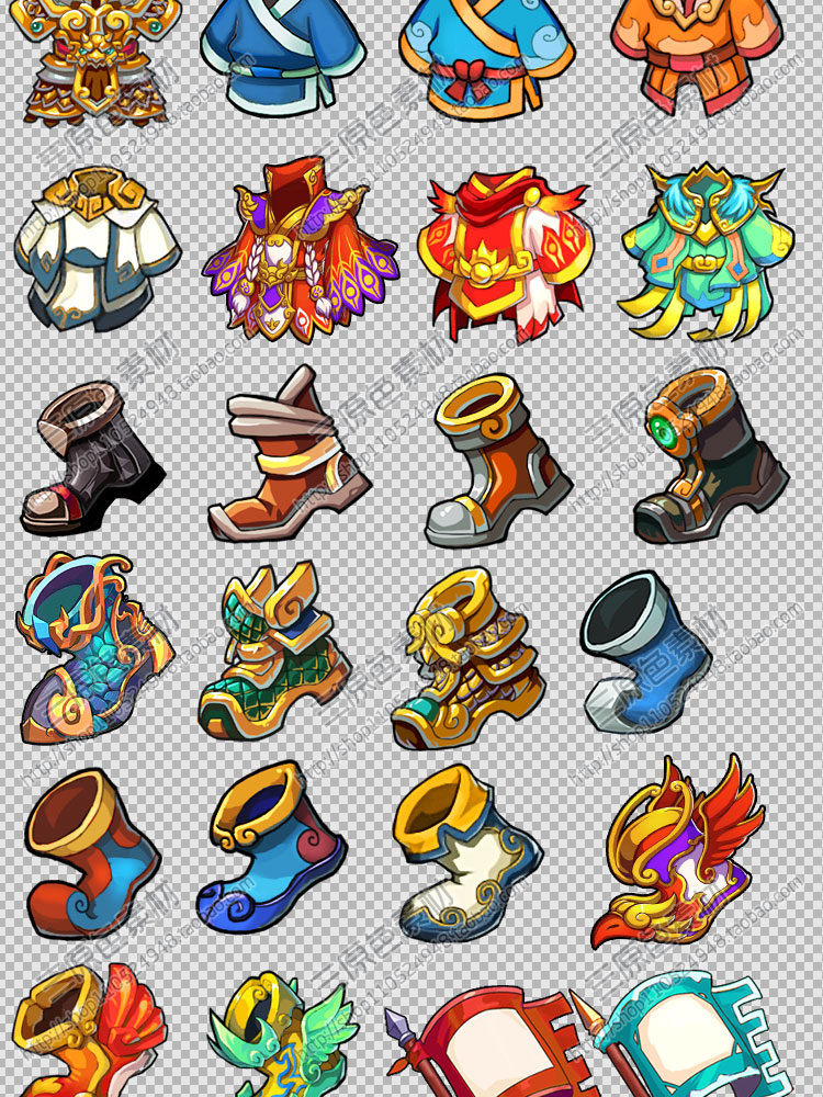 游戏美术素材资源Q版古风武器装备兵器素材UI图标 PNG源文件 游戏美术素材资源Q版古风武器装备兵器素材UI图标 PNG源文件