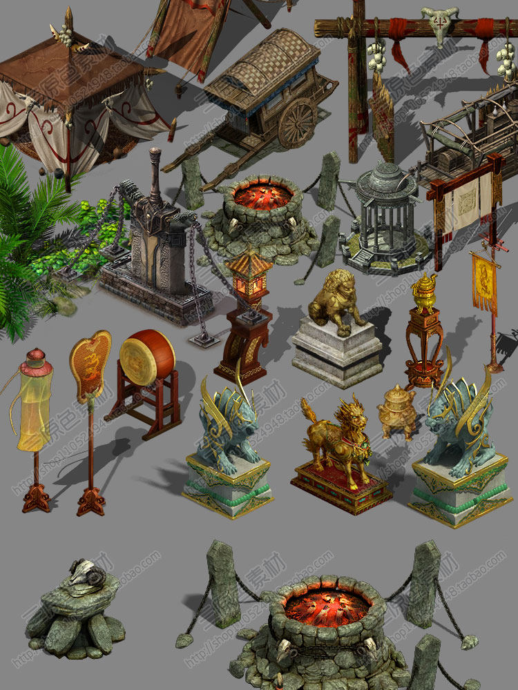 2.9G 游戏场景修图资源/2.5D写实场景 修图素材 场景物件大合集