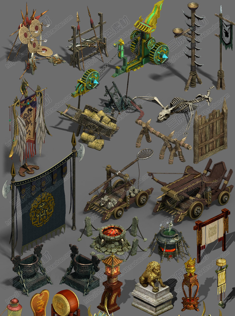 2.9G 游戏场景修图资源/2.5D写实场景 修图素材 场景物件大合集