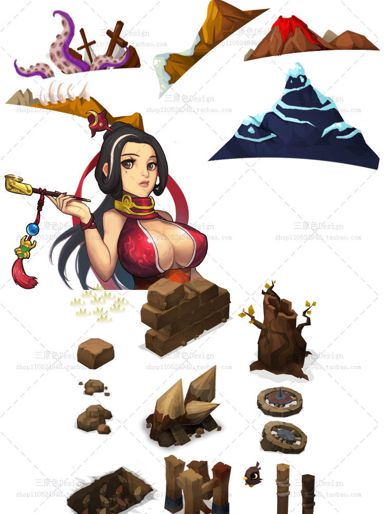 游戏美术资源/韩游三国全套UI素材/界面/图标/音效特效/场景/骨骼