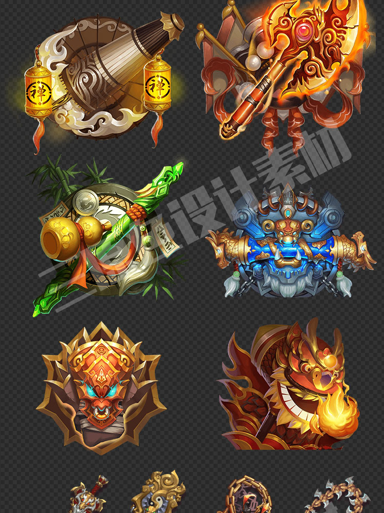 Q版卡通武侠传统中华风古风/美术资源素材/熊猫3/界面UI原画参考