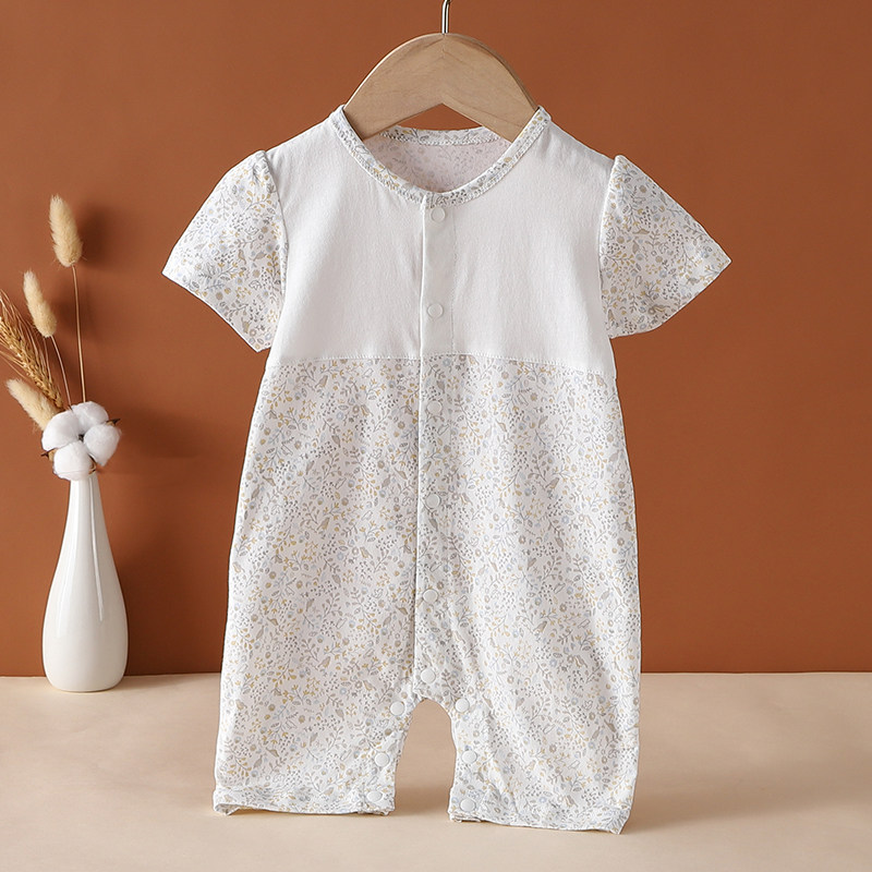 Summer Newborn Baby Conjoined Clothing Thin cotton Harvest short sleeves Breathable Air Conditioning Suit Men and women Climbing Pyjamas-Taobao