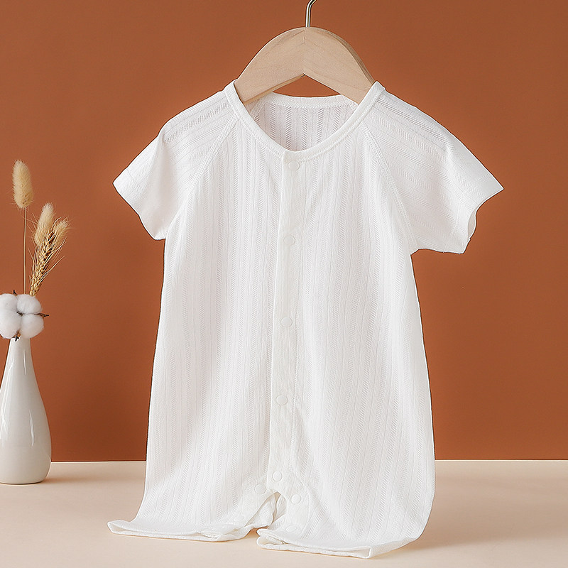 Baby bamboo fiber jumpsuit summer thin section short-sleeved romper men and women baby pajamas air-conditioning clothes climbing clothes summer clothes