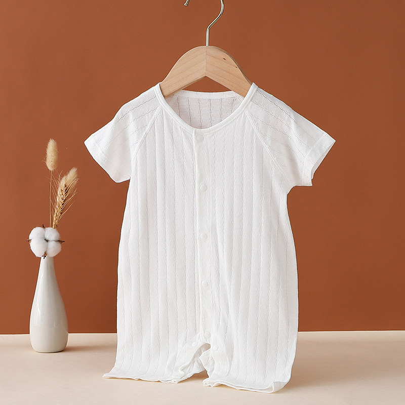 Neonatal baby Hardcloth baby crawls short sleeves and summer thin air conditioning children's pajamas summer dress