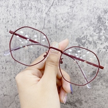 Myopia glasses female anti-blue radiation glasses retro ultra-light polygonal irregular can be equipped with finished men