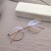 Myopia glasses female ultra-light retro metal makeup frame face small round frame round face can be matched with finished products have degree tide