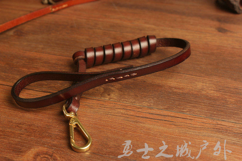Plus Coarse Pure Handmade Cow Leather Key Ring Retro Pure Copper Key Buttoned Head Layer Leather Key Chain Hand Bag Hanging Rope Safety Rope