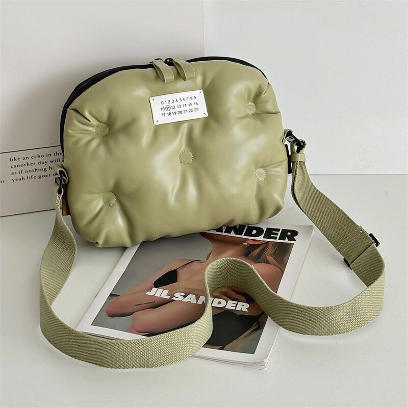 Japanese and Korean Style High-End Cloud Bag, Fluffy and Soft Leather Shoulder Bag, Cotton Small Crossbody Bag, Stylish Travel Crossbody Bag
