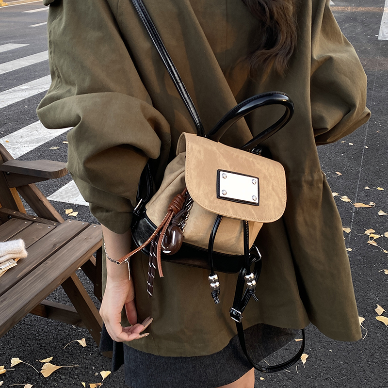 Korean Style Design, Contrasting Color Mini Backpack, Cute Girl's Preppy Style, Fashionable Small Backpack, Niche Pocket-Sized School Bag for Women Korean Style Design, Contrasting Color Mini Backpack, Cute Girl's Preppy Style, Fashionable Small Backpack, Niche Pocket-Sized School Bag for Women