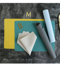 Home Children Elementary School Kids Anti-Burn Anti-Slip Silicone Dining Mat Nordic Ins Brief Bowl Trays Cup Mat Western Dining Mat