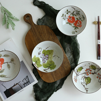 Japanese original imported ceramic rice noodle rice bowl Guyi burning pure hand-painted household hat soup bowl high temperature resistance