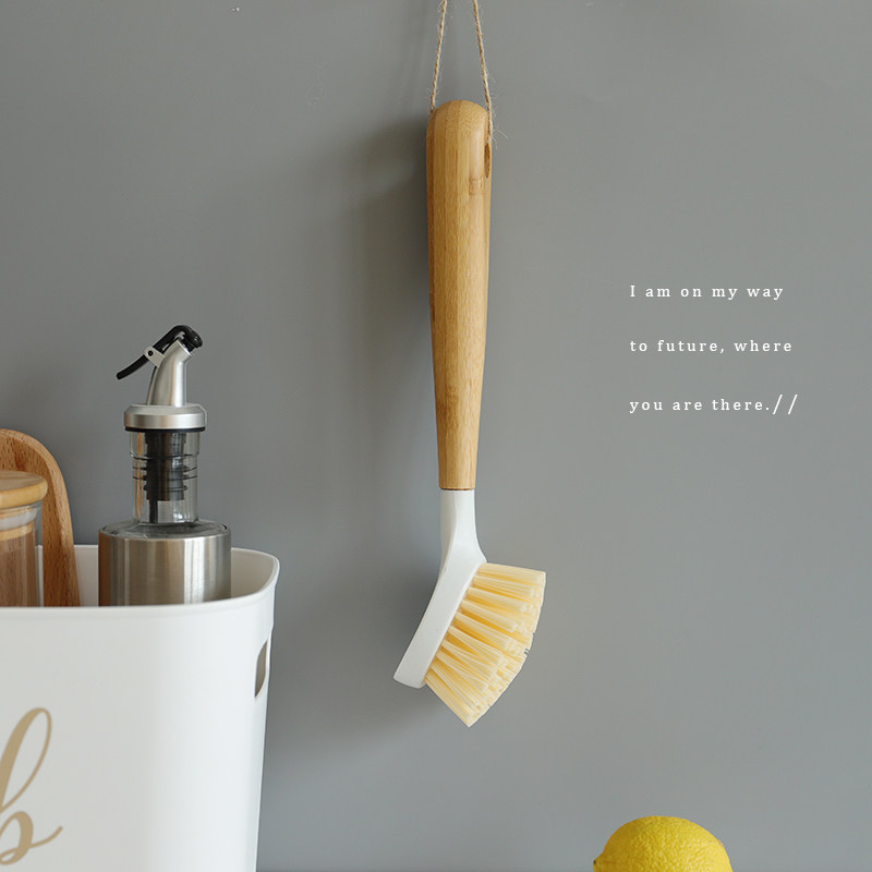 Home thick and natural sisal soft and hard hair pan brush not covered with pan decontamination brushed Nan bamboo long handle kitchen non-stick oil