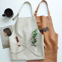 Thickened leather waterproof apron Nordic creative men and women Fashion Home kitchen oil-proof sewage work clothes