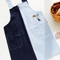 Household cotton summer breathable anti-fouling apron creative couples literary color Western food coffee shop overalls