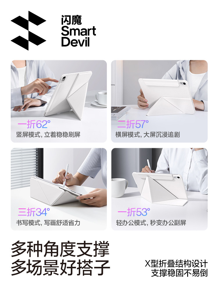 Flash Magic Protective Case with Magnetic Double-Sided Clip for Air 7/6, iPad Pro 2025 Protective Case, Suitable for Apple Tablet 10Th/11Th Generation, Dedicated for 11inch Mini7, Horizontal and Vertical, Thin and Lightweight, Full Coverage 9/10.5