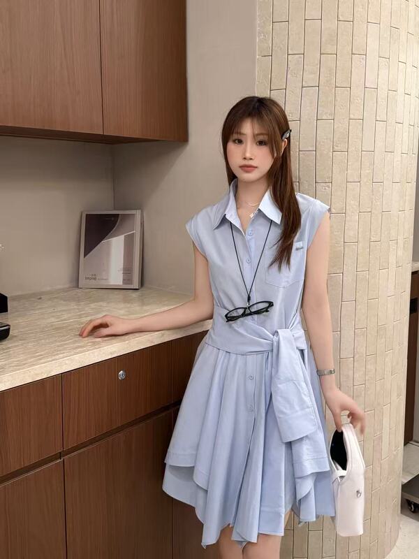 2026 New Summer Style Korean Fashion Versatile Slimming Shirt Sleeveless Dress