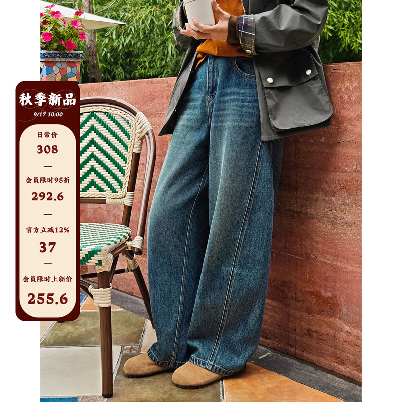 Light City Su Xiaotang Pear-Shaped Magic Pants Blue Vintage Washed Jeans Women's High Waist Loose Versatile Long Pants