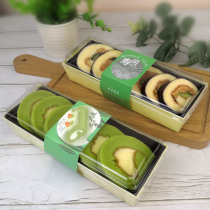 6 mung bean cake sushi Swiss tiger skin cake roll box pineapple cake transparent trapezoidal long strip west point packaging box