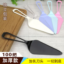 Thickened cake knife disposable birthday cake cutter plastic shovel knife serrated bent knife separate packaging 100