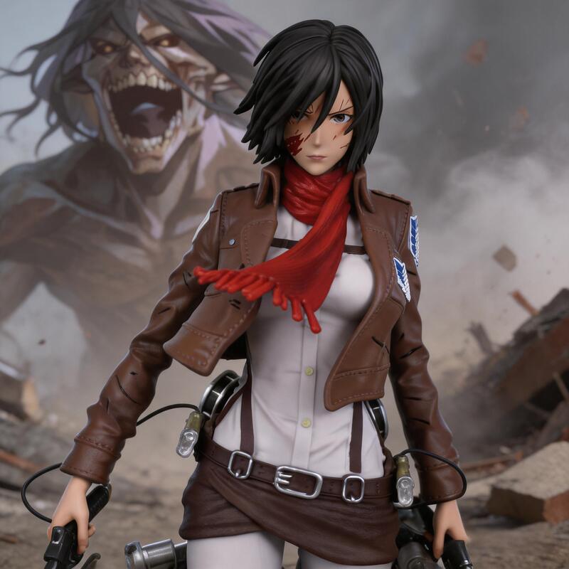 Standing Mikasa in Stock, Real Photo, Attack on Titan Anime Trendy Merchandise, Gk Figure Model, Ornament, Toy, Gift