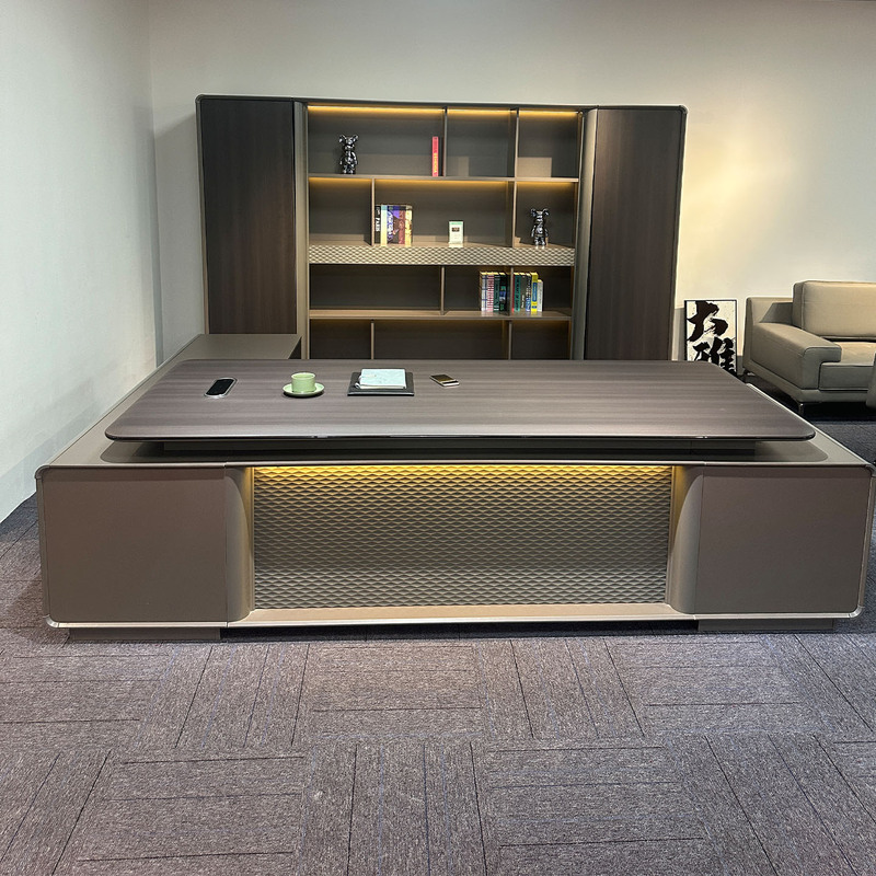 Foshan Executive Desk Simple Modern L-Shaped Large Executive Desk with Side Cabinet Office Furniture 3.2m