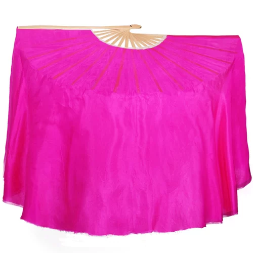 Шелковый танцевальный веер, расширенный двусторонний сплошной цвет, розово-красный, для взрослых и детей, веер для выступлений, танцевальный веер