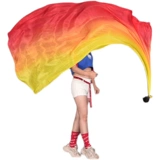 Церемония открытия церемонии открытия игр, творческий реквизит, танцевальная жвачка для танца живота, Желтый апельсиновый красный градиент настоящий шелковый шариковая пряжа с шариковыми сбрасыванием