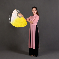 Танцевальный инвентарь 古典舞胶州秧歌扇子梦蝶飞舞舞蹈扇子原版跳舞扇双面真丝黄色渐变