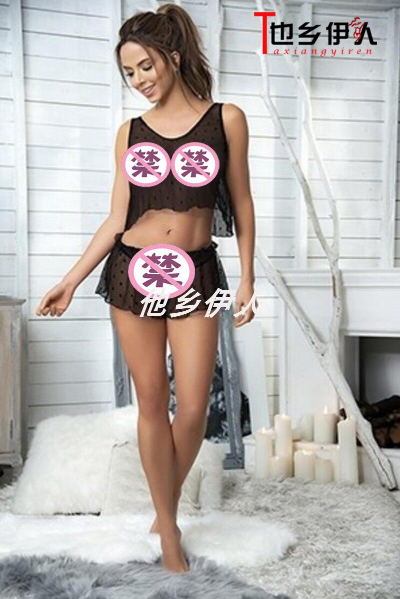 American Mapale Black Sexy Ultra Slim Round Dot Mesh Vest and the same short dress and Tiny pants