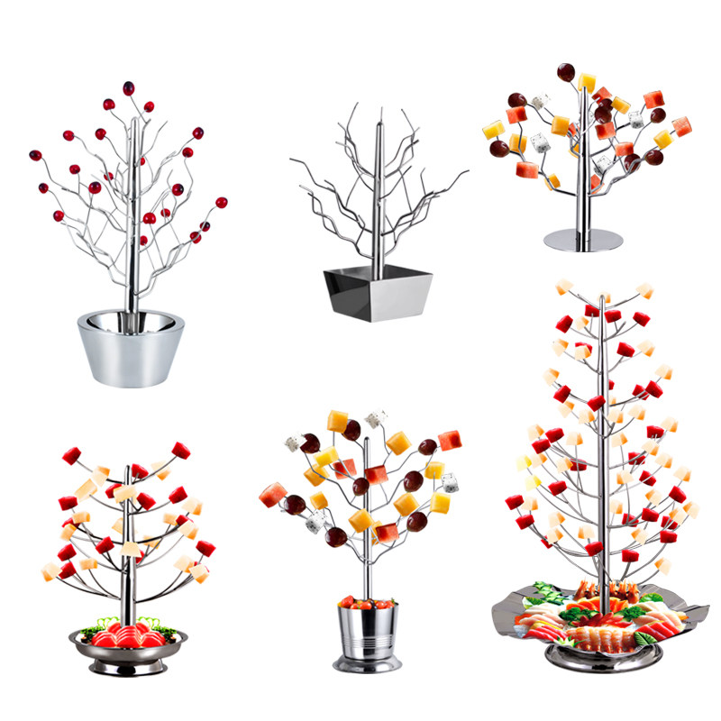 Hotel Exclusive Creative Stainless Steel Fruit Pan Snack Pan Swing Piece Treelike Snack Shelf Art Mood Dish Inserts