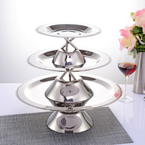 Bar ktv special creative stainless steel double layer high foot delicate fruit pan European style extravagant upscale big commercial
