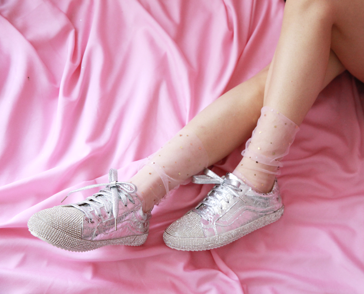 Mùa hè mới sao sequin lưới trong suốt vớ nữ phiên bản Hàn Quốc của thời trang đa năng ngọt ngào của vớ vớ vớ ren - Bít tất nữ vớ trắng