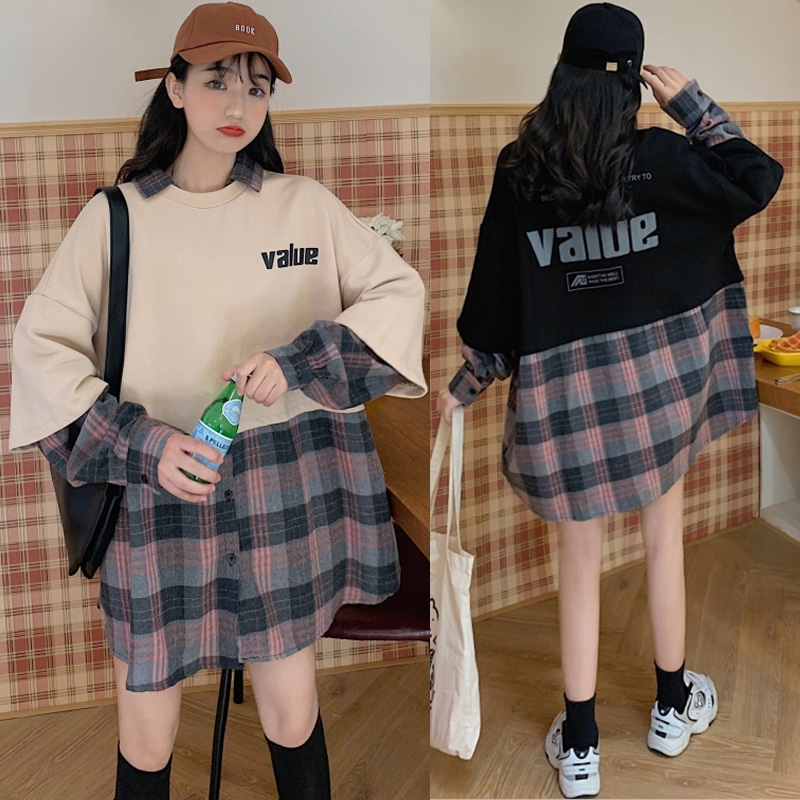 Large size gestation Maternity dress Spring Casual Blouse Jacket Leave two loose 200 catty Pregnant woman Covered Meat Spring Autumn Blouse