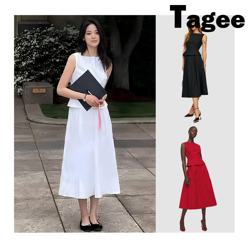 Buyer's Store Genuine In-Stock Reformation Set, Same Style as Ouyang Nana, Sleeveless Waist-Cinching Slimming Dress