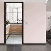 Minimalist light luxury narrow side double-layer tempered glass aluminum alloy bathroom door toilet door bathroom door kitchen swing door
