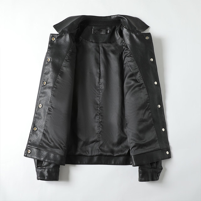Jacket ຫນັງແທ້ຂອງແມ່ຍິງສັ້ນສີດໍາເກົາຫຼີ Haining Leather Jacket 2024 ພາກຮຽນ spring ແລະດູໃບໄມ້ລົ່ນຜະລິດຕະພັນໃຫມ່ຂະຫນາດບວກ Loose Sheepskin