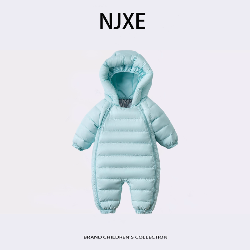 Njxe Baby Jumpsuit down Jacket Thickened Hooded down Romper Toddler Clothing for Outdoor Warmth