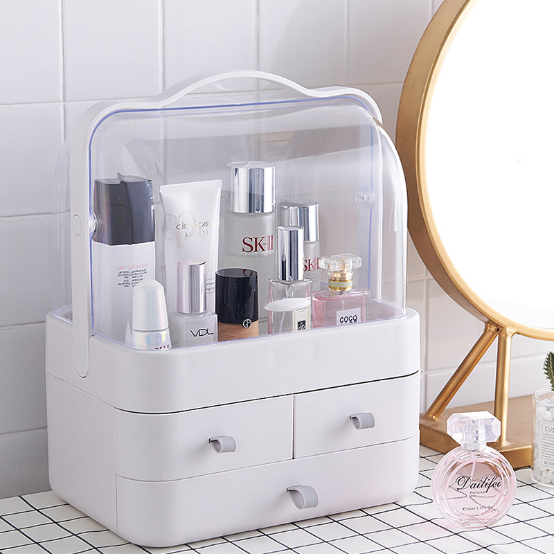 Bailu Large Cosmetics Storage Box Transparent Portable Desktop