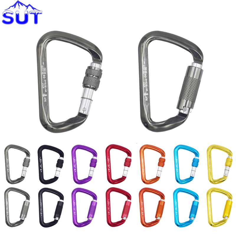 SUT30KN aluminum alloy outdoor rock climbing downhill wire lock buckle automatic lock Main lock mountaineering D-type safety hook