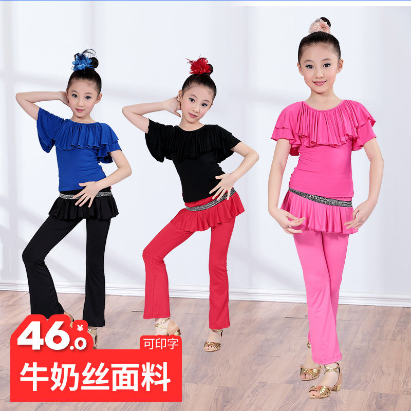 Children dance practice Young Children Latin Dance Costumes Young Children Short Sleeve Dancing Clothes Spring Summer Suit Dress Pants Inprint