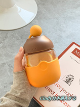 Japan GP minimal cute water cup red high color glass portable anti-burning anti-fall student cup