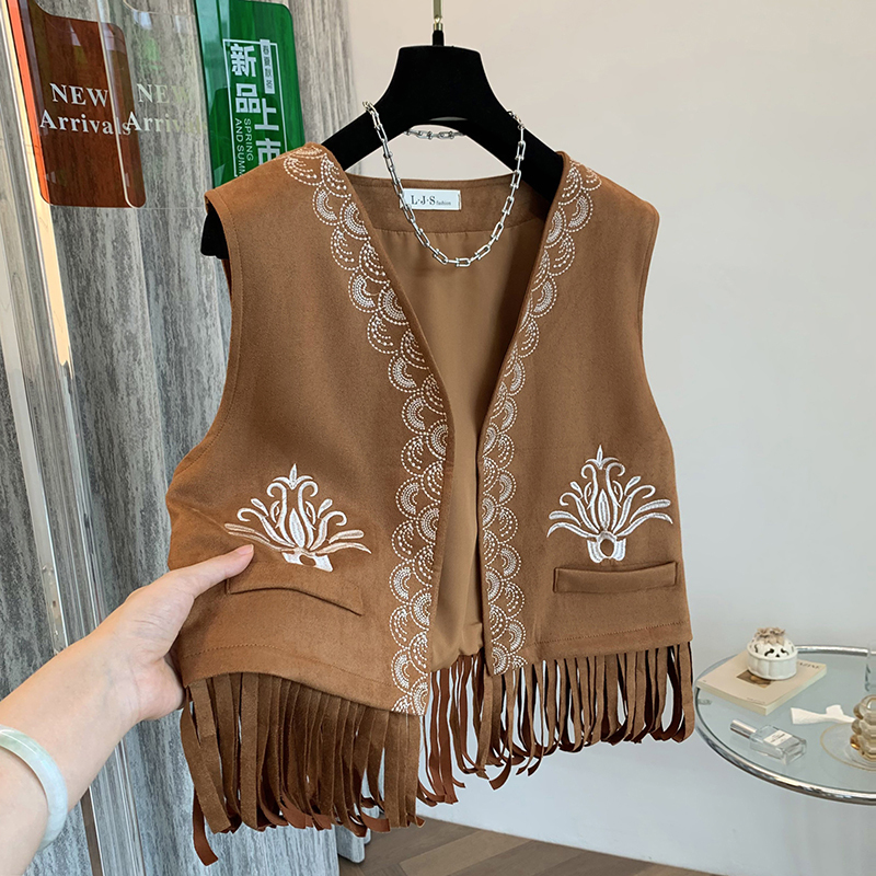 Xinjiang Photo Shoot Melard Vest for Women, Summer Plus Size, Bohemian Western Denim Style Sleeveless Top