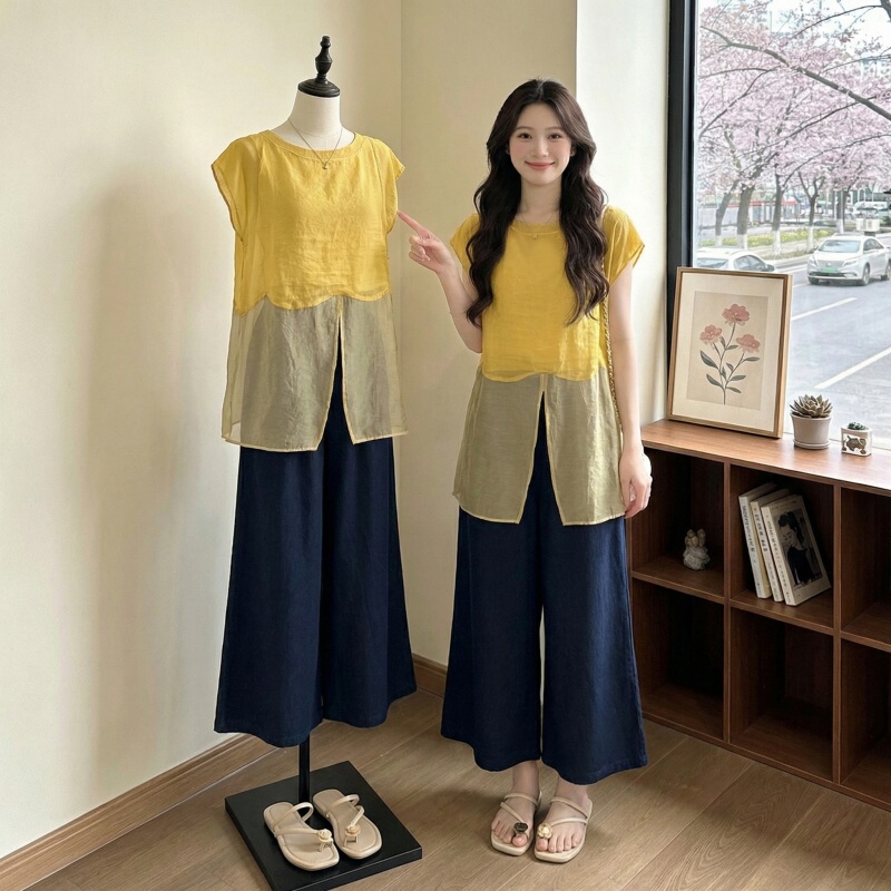 Plus-Size Fat Girl Looks Super Slim and Stylish with This Pants-Skirt Set, a Super Hot Summer Outfit for 2026, a Complete Casual Two-Piece Set