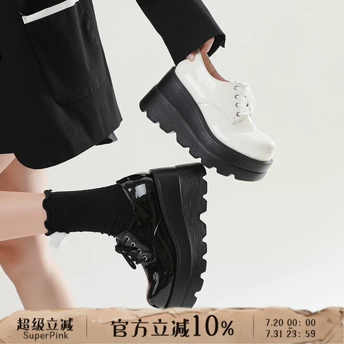 Оригинальные высокие туфли в английском стиле на платформе для кожаной обуви, в британском стиле