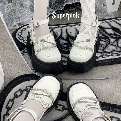 Superpink [Lock Love] оригинальные субкультурные популярные туфли для девочек на толстой подошве, милые крутые кожаные туфли в стиле панк y2k для женщин